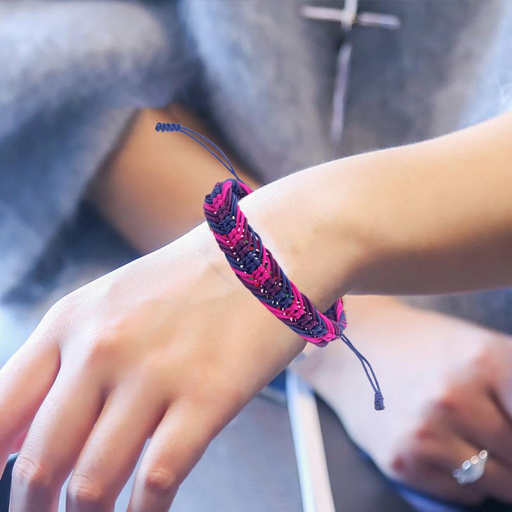 Ethnic Fashion Meaning - สร้อยข้อมือพอดีสบาย Handmade Unity มิตรภาพสัญลักษณ์สร้อยข้อมือถักปรับได้พอดีสบายที่มีความหมายสําหรับคนที่คุณรัก