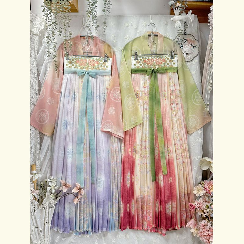 Ethnic Dress Fashion Show - เสื้อผ้าผู้หญิงแบบจีนโบราณ ลายพิมพ์นางฟ้า ฮันฟู่ แฟชั่นสไตล์ชาติพันธุ์ สำหรับงานปาร์ตี้ การแสดงบนเวที