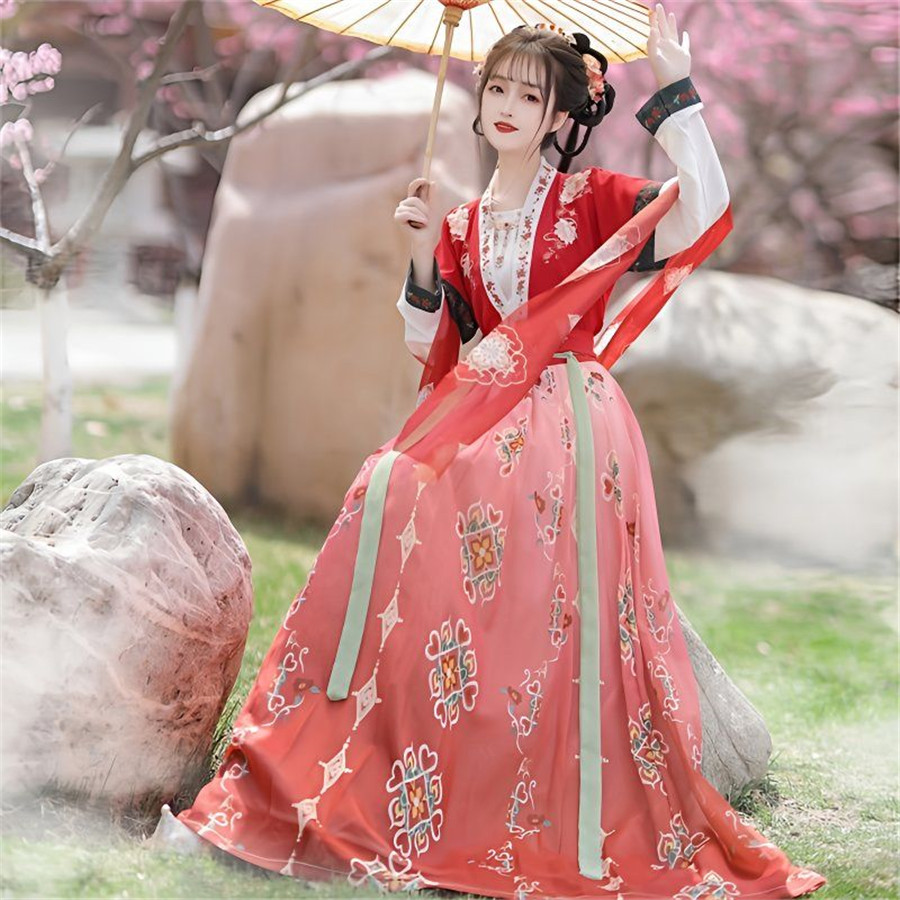 Ethnic Dress Fashion Show - ชุดฮั่นฝู ชุดคอสเพลย์แบบดั้งเดิมของจีน ชุดแสดงบนเวทีสไตล์ชาติพันธุ์ เสื้อผ้าแฟชั่นสำหรับผู้หญิง ชุดสำหรับงานปาร์ตี้ ชุดนางฟ้า