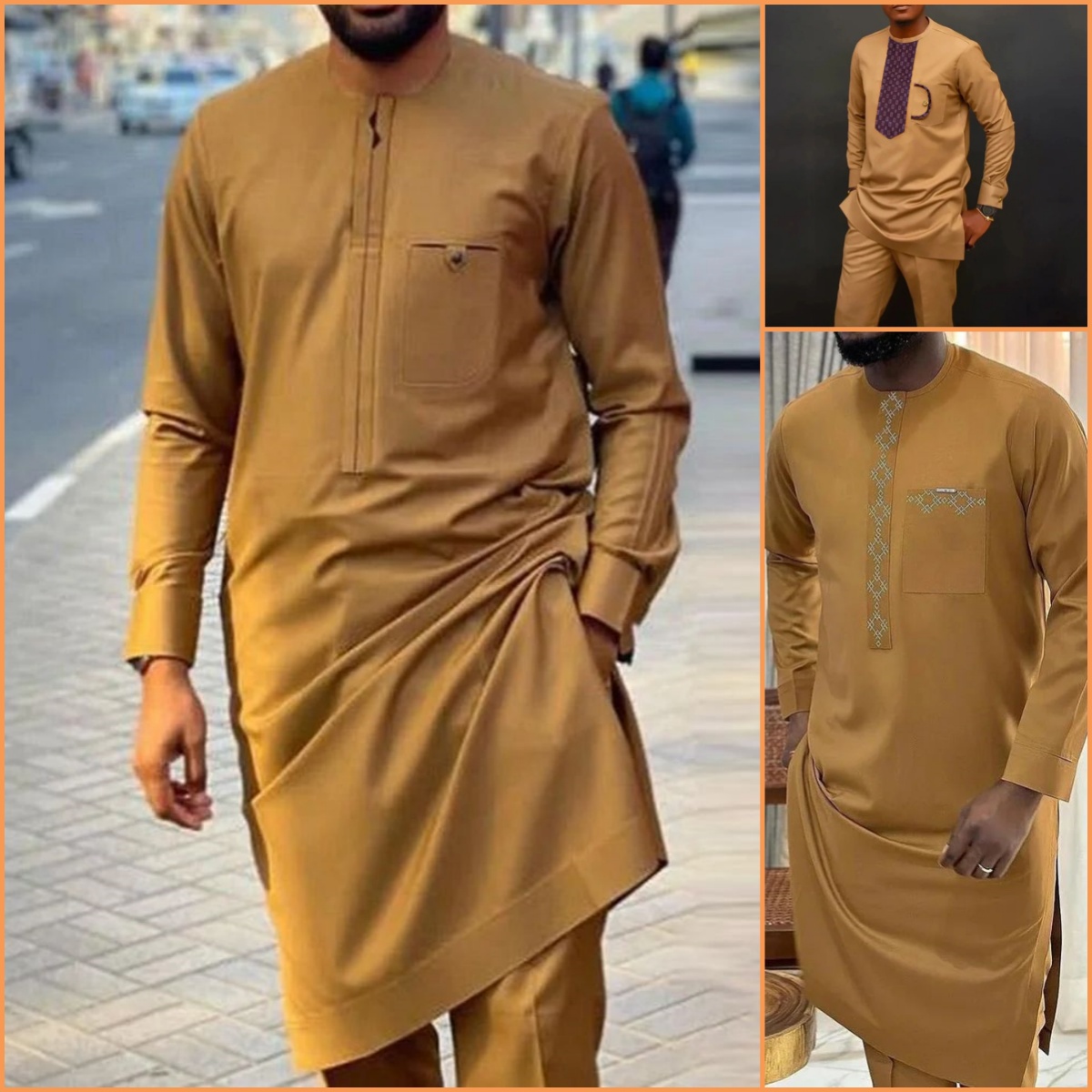 Dashiki Shirt Men - ชุดสูทสำหรับผู้ชายแบบแอฟริกันใหม่ชุดสูทคอกลมแขนยาวสีเหลืองหรูหราสองชิ้นสไตล์ดาชิกิงานแต่งงานเทศกาลผู้ชาย2024