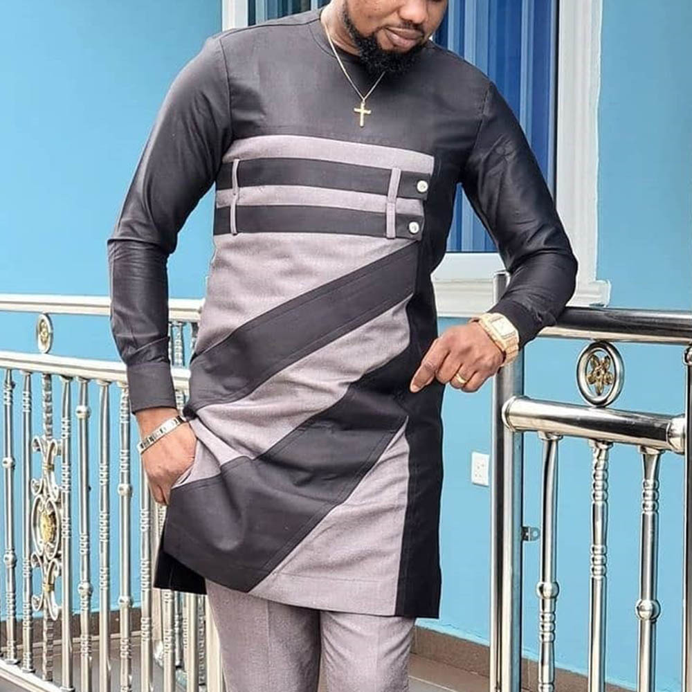 Dashiki Shirt Men - 2023ฤดูใบไม้ผลิฤดูร้อนแอฟริกันเสื้อแขนยาวผู้ชาย O-Neck เสื้อยืดโพลีเอสเตอร์ Dashiki แอฟริกันเสื้อผ้าสำหรับไม่มีกางเกง