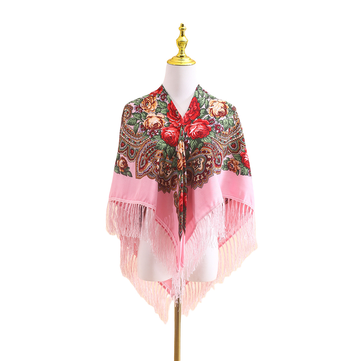Go Ethnic Fashion - ผ้าคลุมไหล่สไตล์รัสเซียสำหรับผู้หญิง ขนาด 110 ซม. ผ้าพันคอสี่เหลี่ยมคลาสสิก ผ้าคลุมไหล่หลากสีสวยงาม