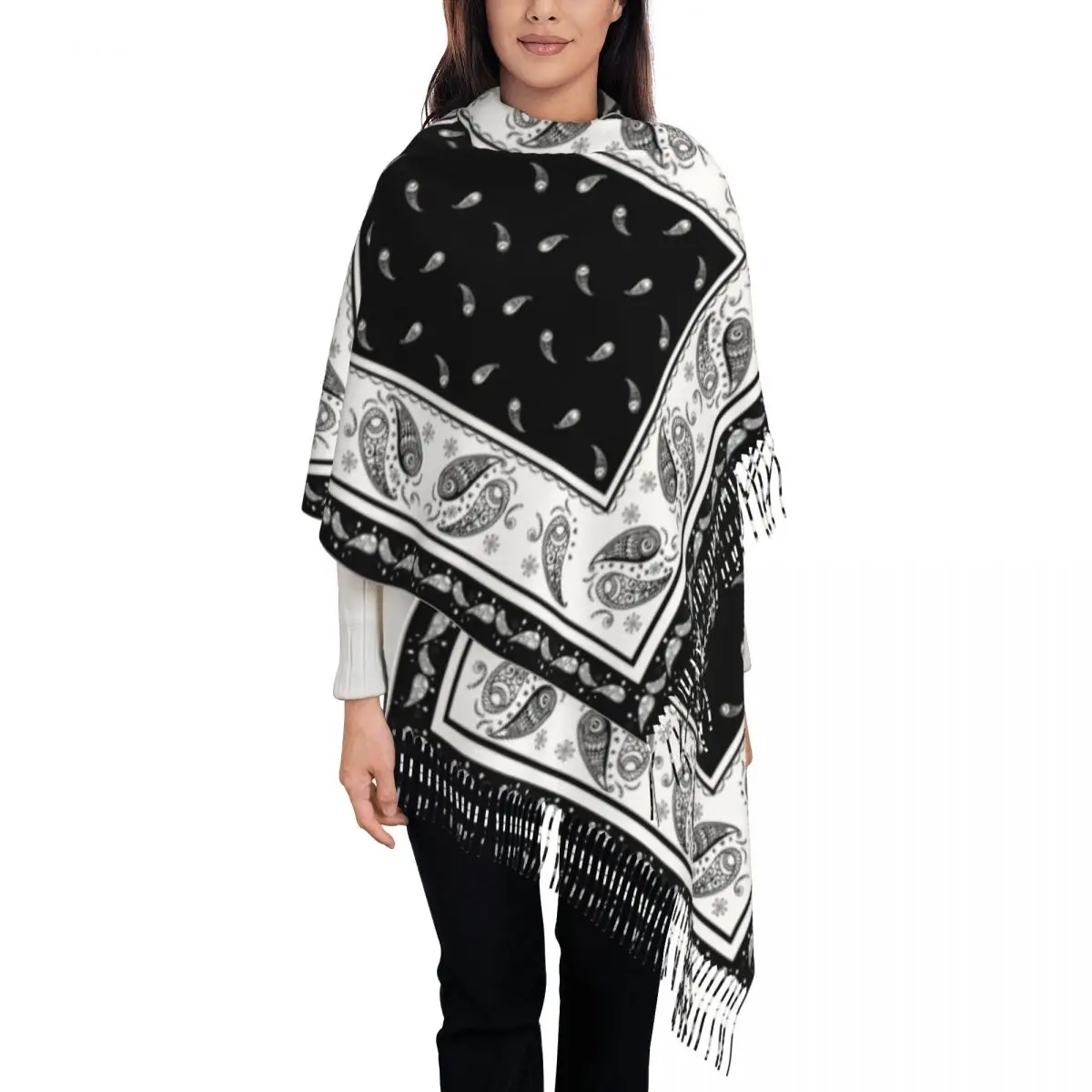 Go Ethnic Fashion - ผ้าพันคอพิมพ์ลายสไตล์โบฮีเมียนลายเพสลีย์ สำหรับผู้หญิงและผู้ชาย ผ้าพันคอฤดูหนาวให้ความอบอุ่น ผ้าคลุมไหล่