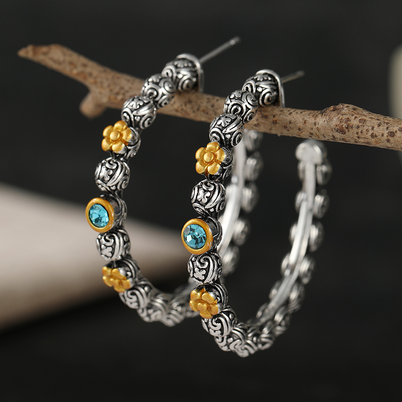 ต่างหูทรงหยดน้ำลายสองสีประดับเ - Ethnic Chic Fashion บทวิจารณ์และราคา
