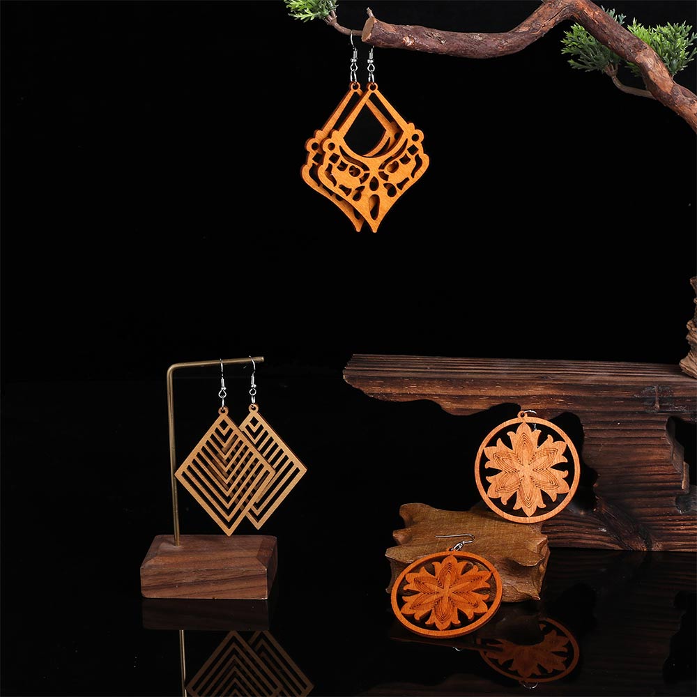 1 คู่ไม้แอฟริกัน Dangle ต่างหู - Ethnic Boho Fashion บทวิจารณ์และราคา
