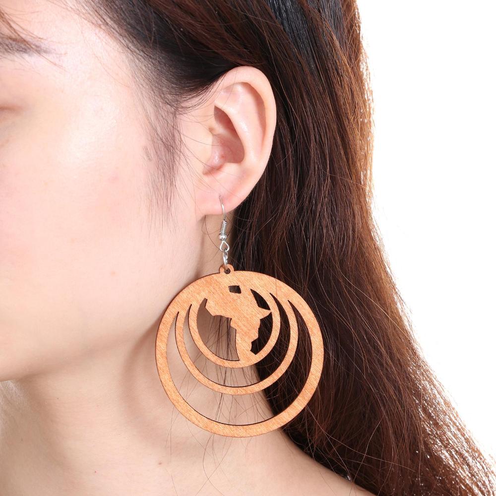 1 คู่ไม้แอฟริกัน Dangle ต่างหู - Ethnic Boho Fashion บทวิจารณ์และราคา