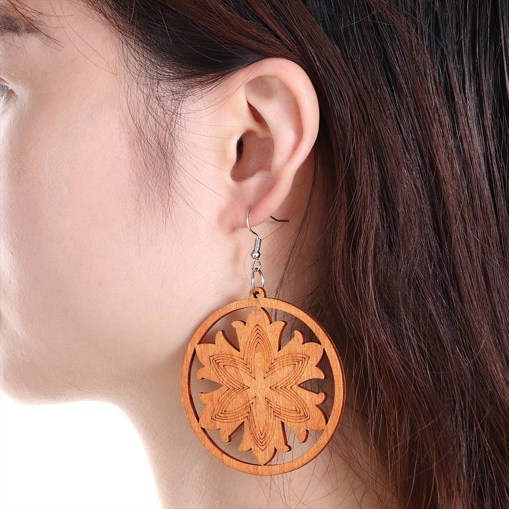 1 คู่ไม้แอฟริกัน Dangle ต่างหู - Ethnic Boho Fashion บทวิจารณ์และราคา