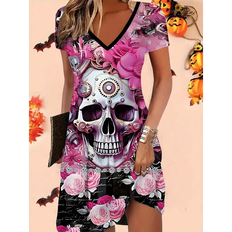 ลายพิมพ์รูปหัวกะโหลกดอกกุหลาบส - Y2K Ethnic Fashion บทวิจารณ์และราคา