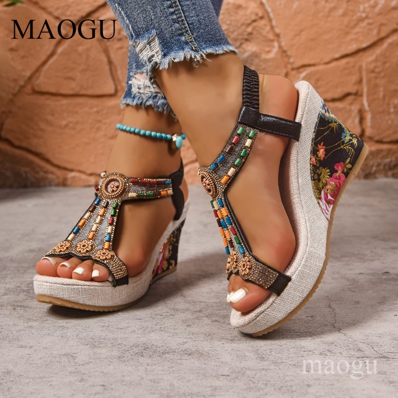 รองเท้าส้นเตารีดประดับลูกปัดลา - Ethnic And Fashion บทวิจารณ์และราคา
