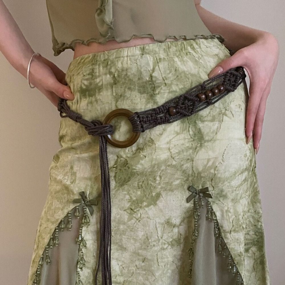 ถักเอวผู้หญิงอเนกประสงค์เข็มขั - Y2K Ethnic Fashion บทวิจารณ์และราคา