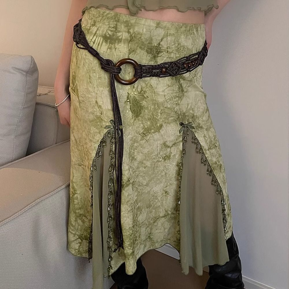 ถักเอวผู้หญิงอเนกประสงค์เข็มขั - Y2K Ethnic Fashion บทวิจารณ์และราคา