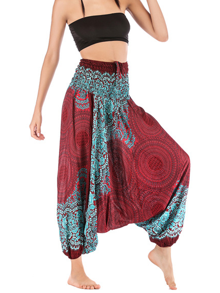 กางเกงขายาวลำลองลายดอกไม้สไตล์ - Ethnic Boho Fashion บทวิจารณ์และราคา