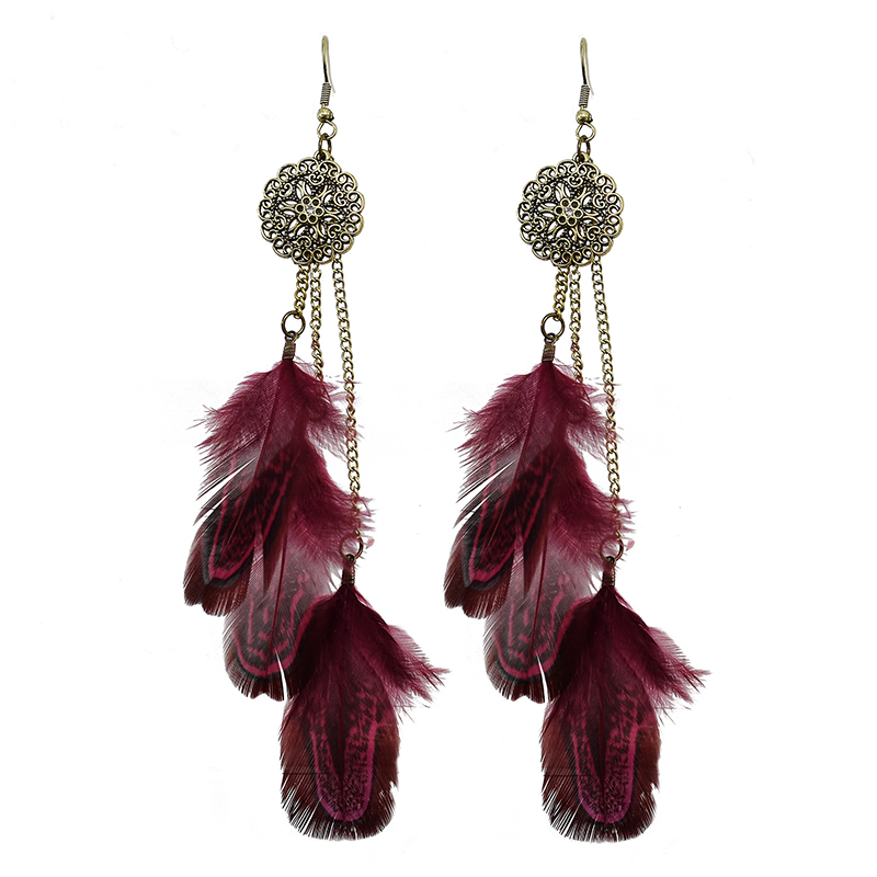 Bohemian Feather ต่างหูผู้หญิง - Ethnic Indian Fashion บทวิจารณ์และราคา