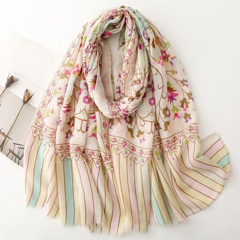 ผ้าพันคอไหมพรมบาหลีพิมพ์ลายสีส - Go Ethnic Fashion บทวิจารณ์และราคา
