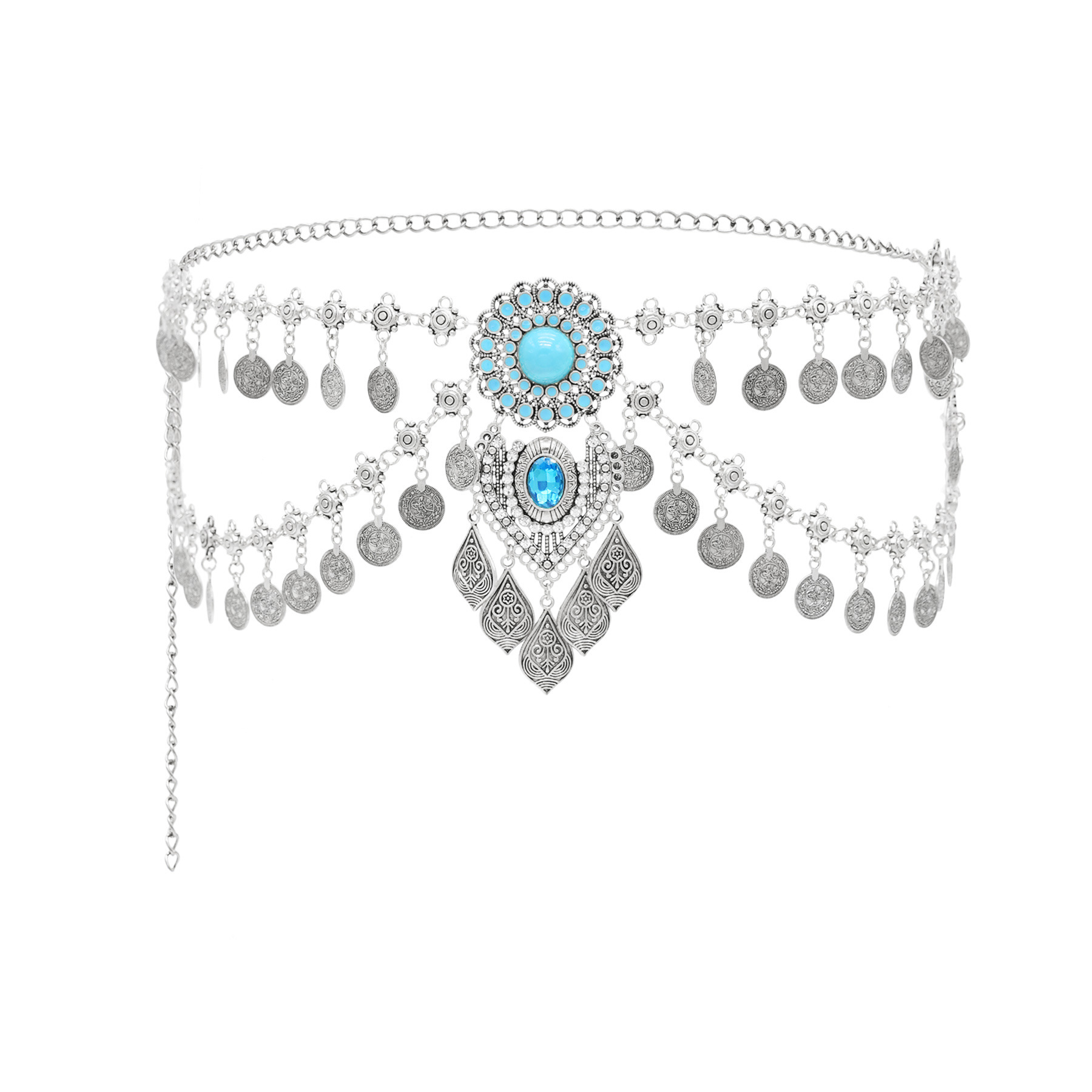 สร้อยคาดเอวสีเทอร์ควอยส์เทียมป - Ethnic Boho Fashion บทวิจารณ์และราคา