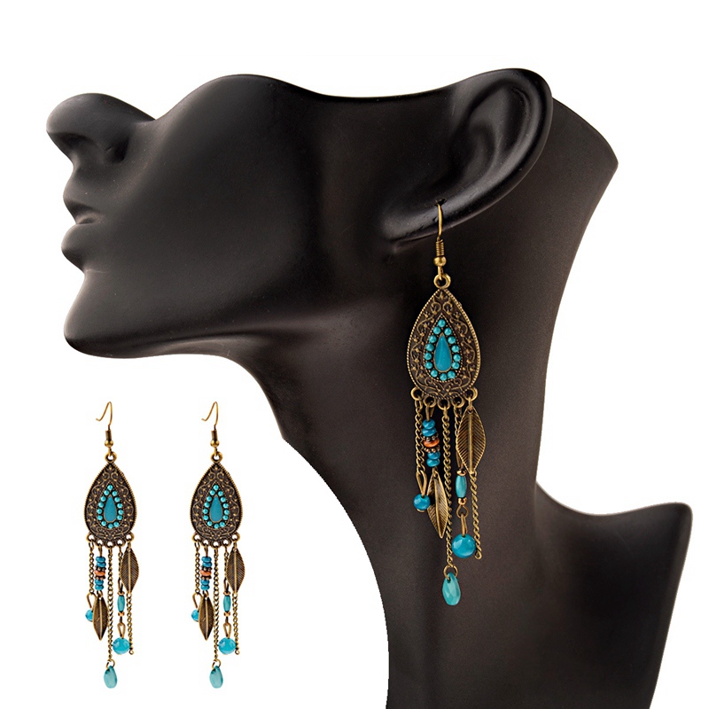 Tophanqi ต่างหูหยดน้ำสีบรอนซ์ส - Ethnic Indian Fashion บทวิจารณ์และราคา