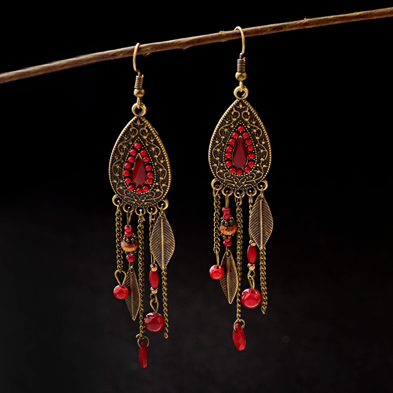 Tophanqi ต่างหูหยดน้ำสีบรอนซ์ส - Ethnic Indian Fashion บทวิจารณ์และราคา